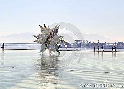 Sculpture in museum of tomorrow on a sunny day Editorial Stock Photo