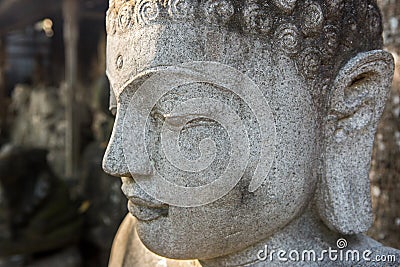Sculpture of Mythical heroes and Budha Stock Photo