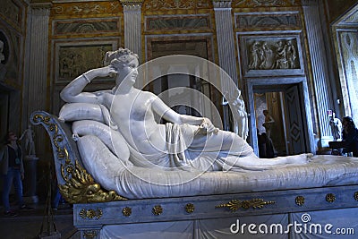 Sculpture of Napoleon`s sister in the Galleria Borghese Rome Italy Editorial Stock Photo