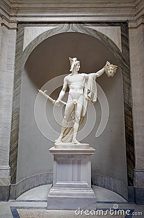Sculpture of Perseus holding head of the Gorgon Medusa Editorial Stock Photo