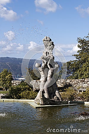 Sculpture in the pool of Castro Mount in Vigo Stock Photo