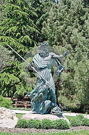 Sculpture Poseidon on the waterfront in Partenit Stock Photo