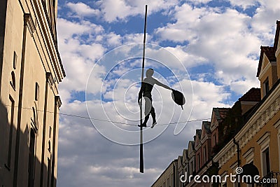 Raftsman at Opatowska Street in Sandomierz, Poland Editorial Stock Photo