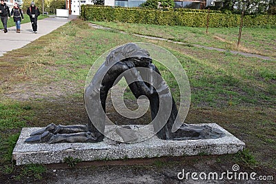 Sculpture Reconciliation, VersÃ¶hnung, at Berlin Wall Memorial at Bernauer Strasse Editorial Stock Photo