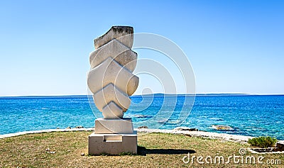 Sculpture `The Sails` on shore of Island Silba, Croatia. Editorial Stock Photo