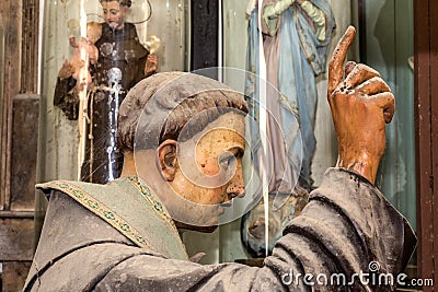 Sculpture of saint Francisco head close up in the arts studio Vector Illustration