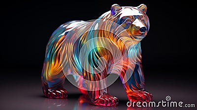 a sculpture in the shape of a teddy bear among colorful pieces of glass Stock Photo