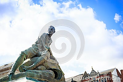 Sculpture of a soldier with a rifle in his hands, England Editorial Stock Photo