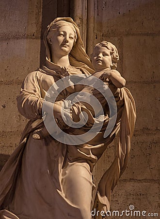 Sculpture statue Notre Dame Editorial Stock Photo