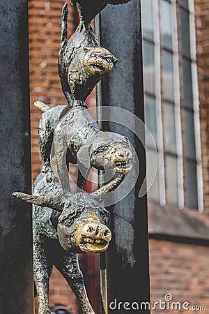 Sculpture of the Town Musicians of Bremen Stock Photo
