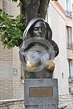 Sculpture tribute to Dalida in Paris, France Editorial Stock Photo
