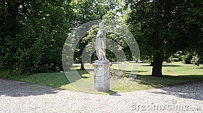 A sculpture in a vineyard Stock Photo