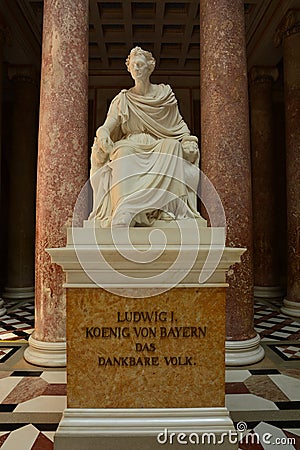 A sculpture in the WALHALLA museum near Regensburg, Bavaria, Germany Editorial Stock Photo