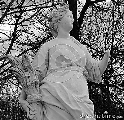 Sculpture white marble woman without hand in Paris Paris Tuileries Editorial Stock Photo