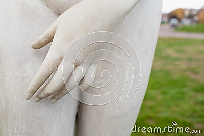 Sculpture of a woman covers her genitals with her hand. Stock Photo