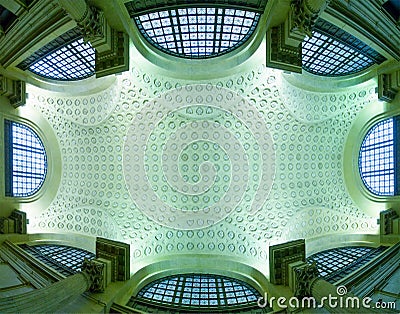 Sculptured Ceiling and Windows Stock Photo