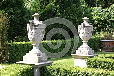 Sculptured vases or urns Stock Photo