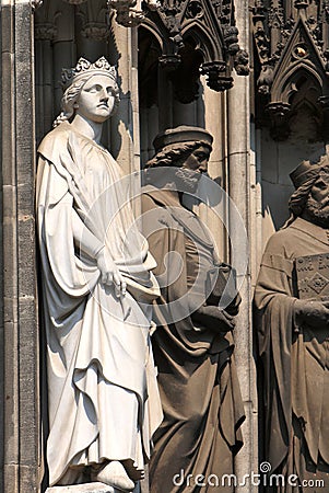 Sculptures of the Cologne Cathedral. Stock Photo