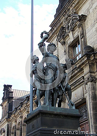 Sculptures decorating palaces and gardens in the old town, Dresden, Germany Editorial Stock Photo