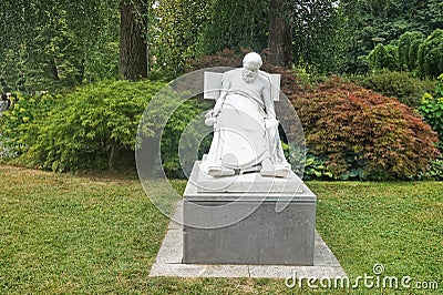 Sculptures decorating Parco Ciani on the lake Editorial Stock Photo