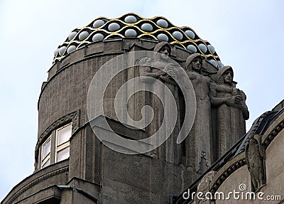 Sculptures and decorative elements of the Modern, Art Nouveau and Art Deco styles in architecture Editorial Stock Photo