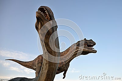 Sculptures of prehistorical predators Stock Photo