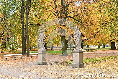 Sculptures in Saxon Garden in Warsaw Stock Photo