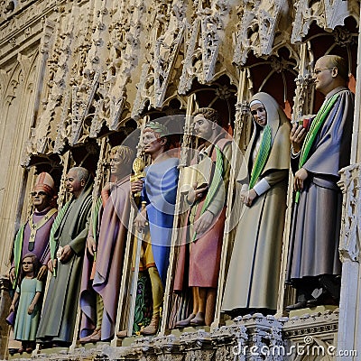 Sculptures of seven martyrs by Rory Young in the nave screen in Editorial Stock Photo