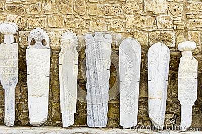 Scultures in Larnaka Medieval Castle - Cyprus Stock Photo