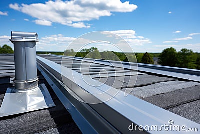scupper and downspout system on a flat roof Stock Photo