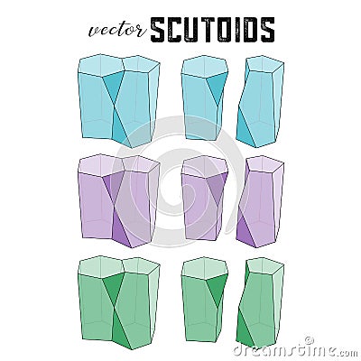 Scutoids, three dimensional shapes Vector Illustration