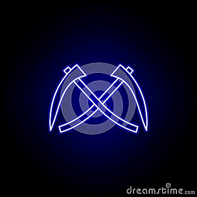 scythe, death, tool outline blue neon icon. detailed set of death illustrations icons. can be used for web, logo, mobile app, UI, Cartoon Illustration