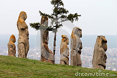 Scythian kurgan anthropomorphic stone sculptures Stock Photo