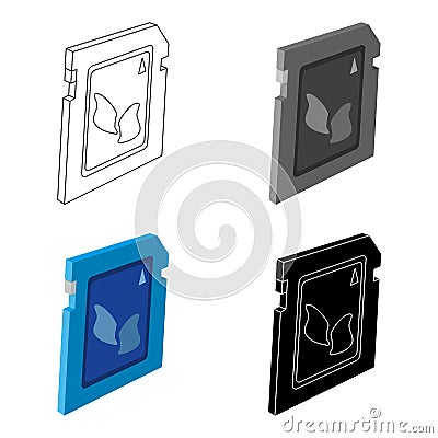 SD card icon in cartoon style isolated on white background. Personal computer accessories symbol stock vector Vector Illustration