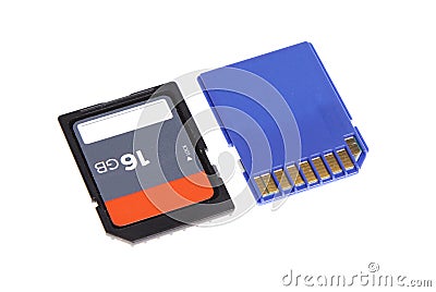 Sd memory for camera computer microdrive compact flash isolated Stock Photo