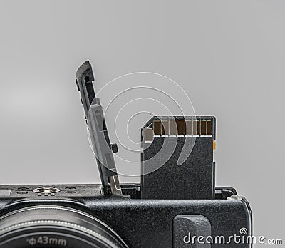 Memory Card in Camera Stock Photo