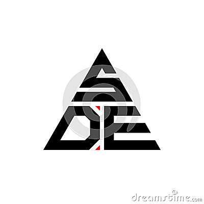 SDE triangle letter logo design with triangle shape. SDE triangle logo design monogram. SDE triangle vector logo template with red Vector Illustration