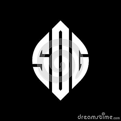 SDG circle letter logo design with circle and ellipse shape. SDG ellipse letters with typographic style. The three initials form a Vector Illustration
