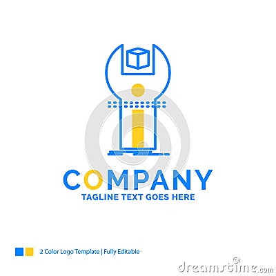 SDK, App, development, kit, programming Blue Yellow Business Log Vector Illustration