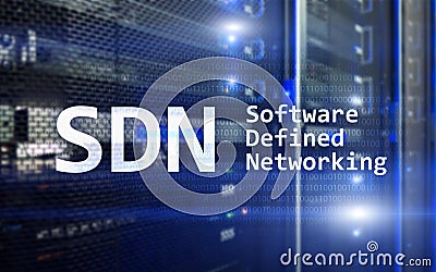 SDN, Software defined networking concept on modern server room background Stock Photo