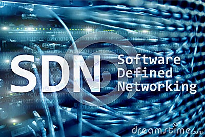 SDN, Software defined networking concept on modern server room background Stock Photo