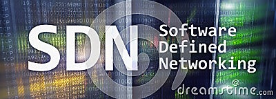 SDN, Software defined networking concept on modern server room background Stock Photo