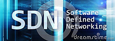 SDN, Software defined networking concept on modern server room background Stock Photo