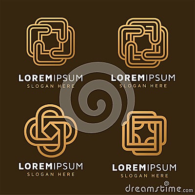 Modern abstract square monoline logo design Vector Illustration