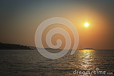 The sea in all its tranquil beauty with sunset Stock Photo