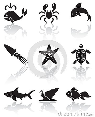 Sea animals icons Vector Illustration