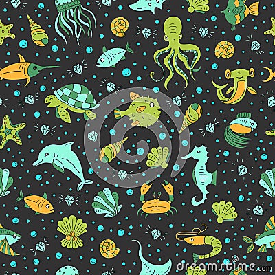 Sea animals pattern Vector Illustration