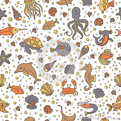 Sea animals pattern Vector Illustration