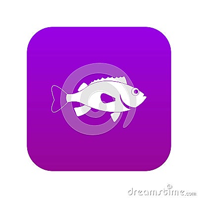 Sea bass fish icon digital purple Vector Illustration