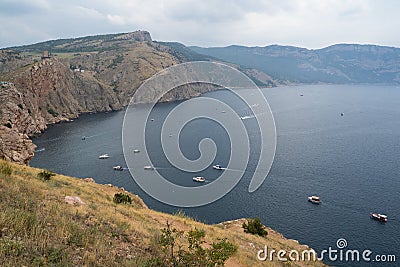 Sea bay in the mountains in the Crimea. Stock Photo